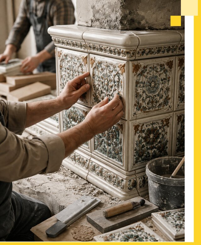 Изразцовые камины под ключ в Сарапуле: проект и монтаж