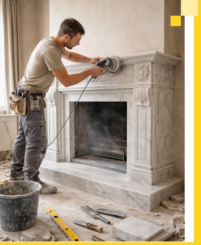 Изготовление и установка мраморных каминов в Сарапуле под ключ