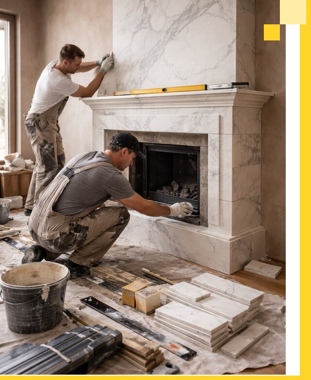 Отделка каминов в Сарапуле качественные облицовочные работы