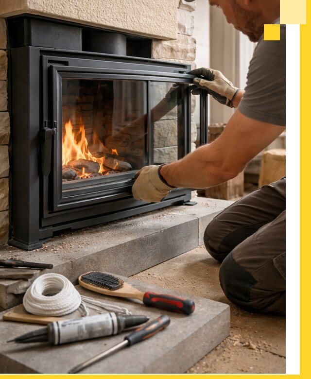 Производство, монтаж и доставка каминов со стеклом в Сарапуле