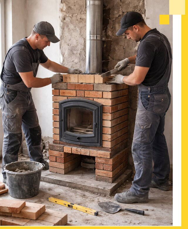 Монтаж печи камина под ключ в Сарапуле с гарантией и пусконаладкой