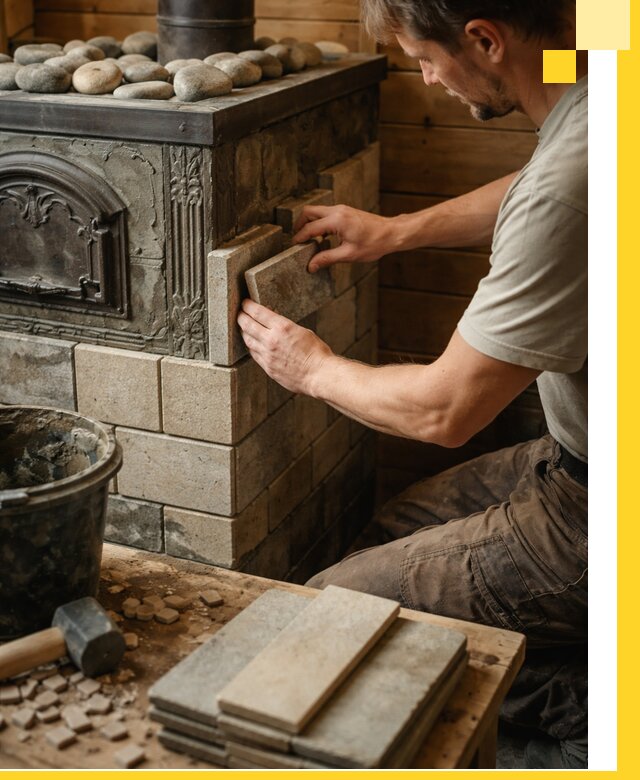 Облицовка банных печей в Сарапуле профессиональная отделка