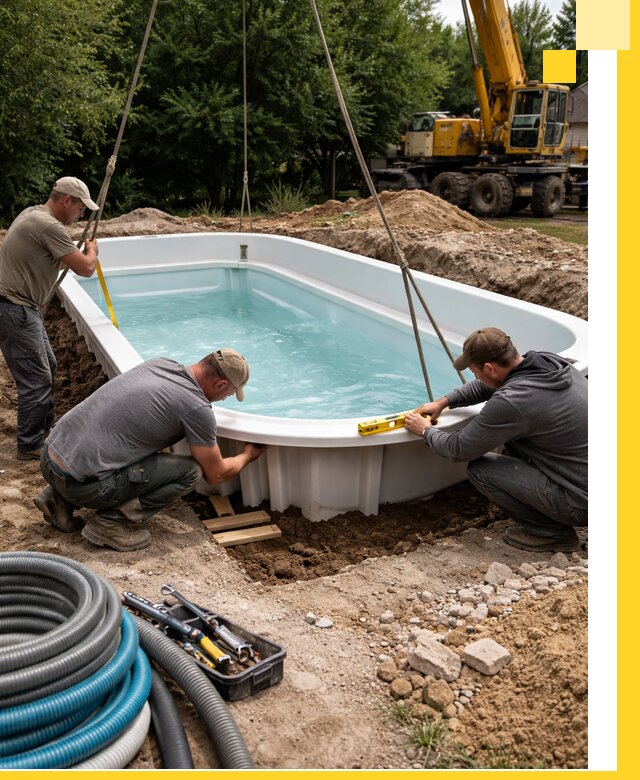 Установка и монтаж композитных бассейнов под ключ в Сарапуле