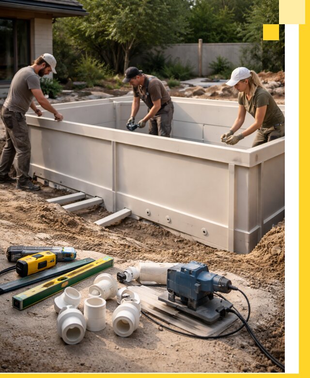 Установка полипропиленовых бассейнов под ключ в Сарапуле