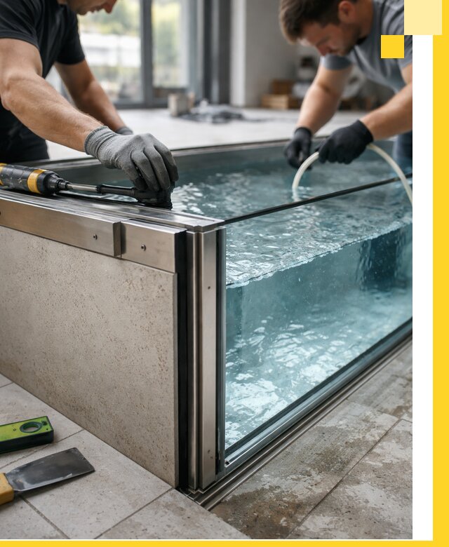 Проектирование и монтаж стеклянных бассейнов в Сарапуле