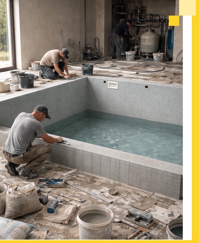 Строительство и монтаж бассейнов в помещении в Сарапуле