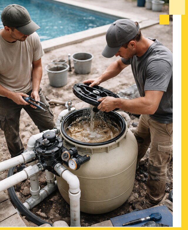 Установка и обслуживание песочных фильтров для бассейнов в Сарапуле