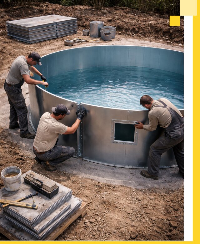 Круглые бассейны под ключ в Сарапуле проектирование и монтаж