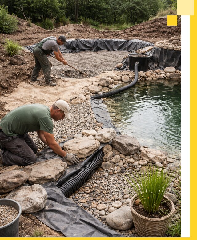 Строительство природных бассейнов и озер в Сарапуле под ключ