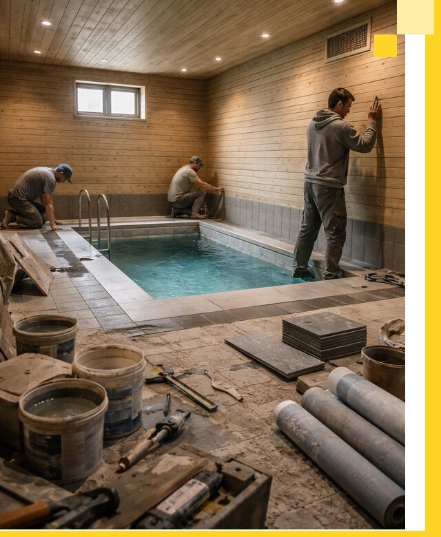 Строительство бани с бассейном и сауной под ключ в Сарапуле