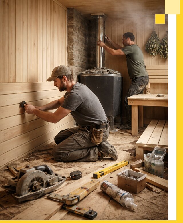 Полное строительство и оснащение парных под ключ в Сарапуле