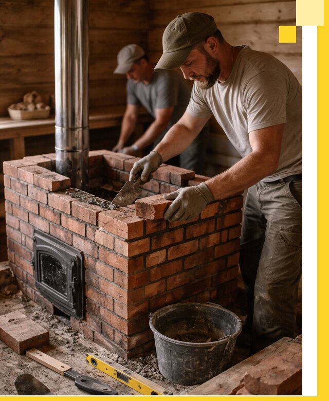 Кирпичные печи для бани под ключ в Сарапуле, проект и монтаж