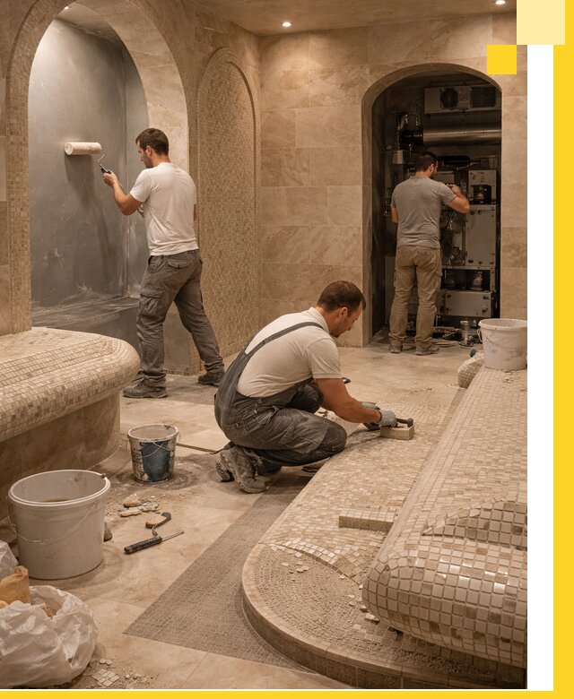 Строительство бани с хамамом и бассейном под ключ в Сарапуле