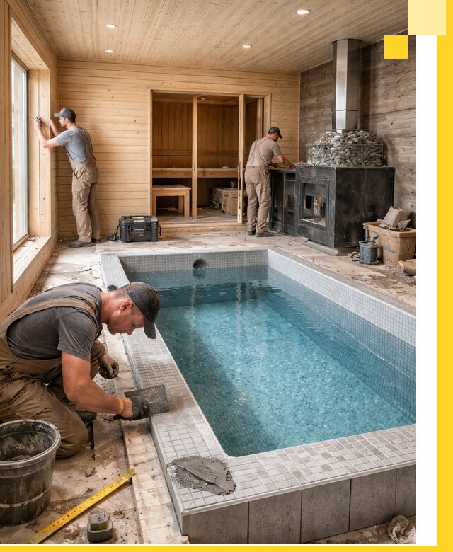 Проект бани с бассейном и сауной в Сарапуле под ключ