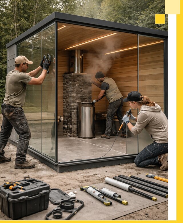 Проектирование и строительство стеклянных бань в Сарапуле