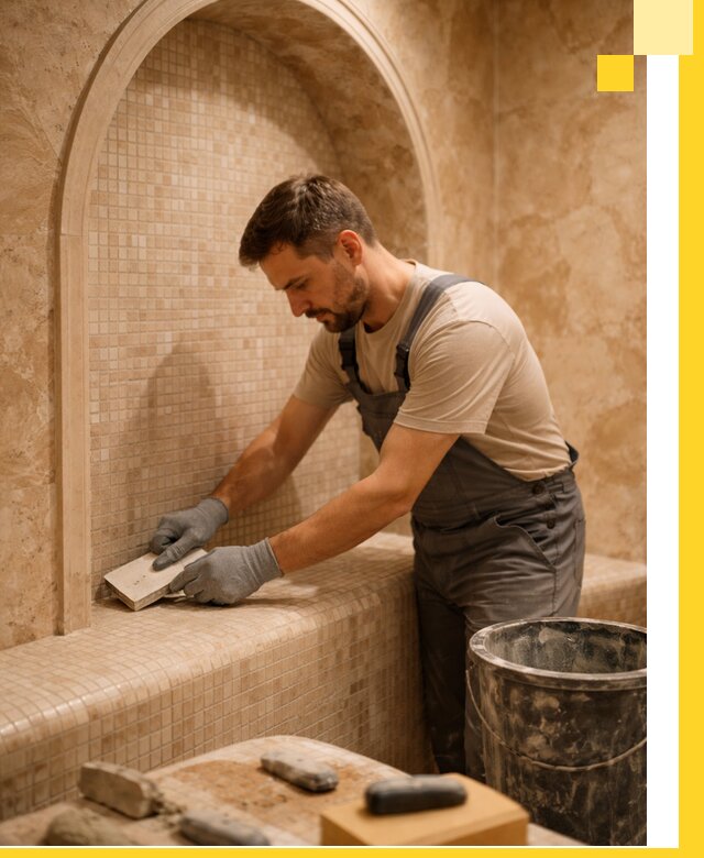 Профессиональная отделка хамамов с мозаикой под ключ в Сарапуле