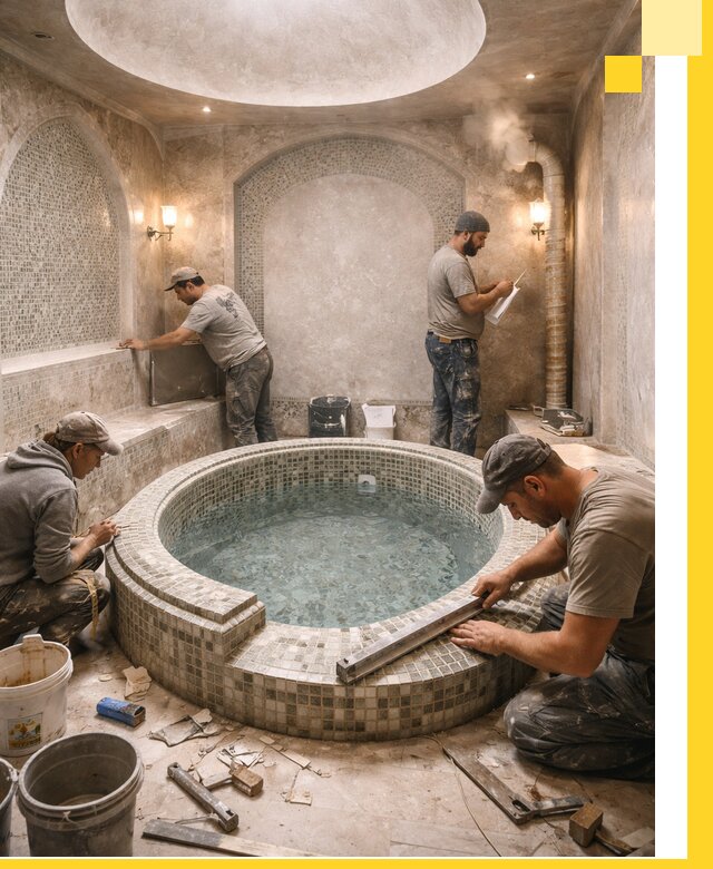 Профессиональное строительство хамама с бассейном в Сарапуле под ключ