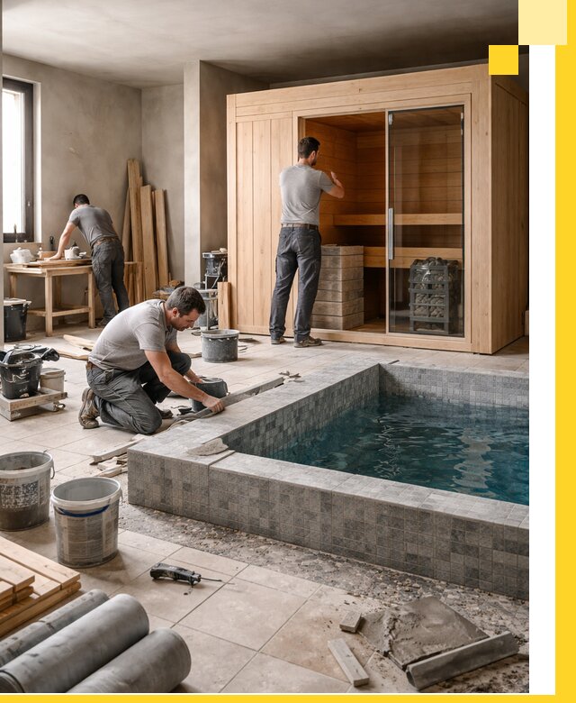 SPA зоны под ключ с бассейном сауной и печью в Сарапуле